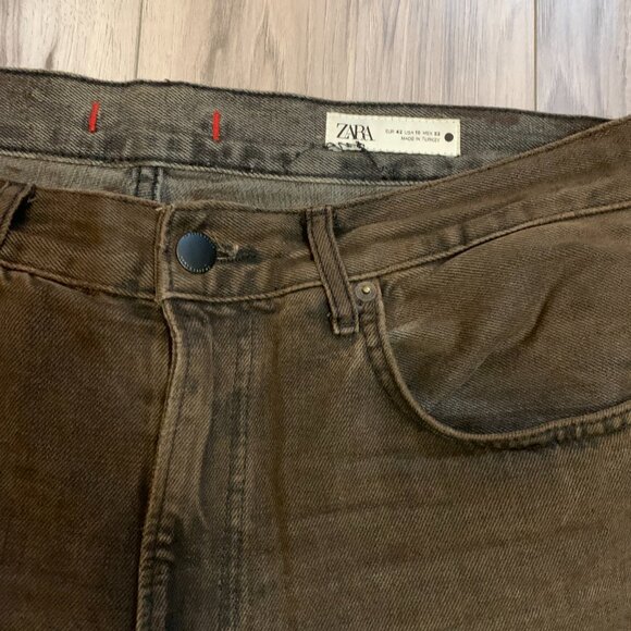 Zara Women's Brown Straight Leg Jeans Size 42 EUR (US 10) Vintage Wash - Picture 3 of 5
